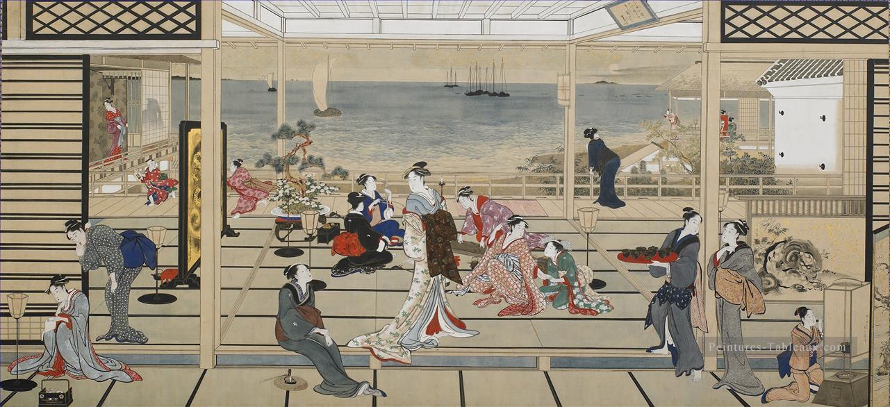Moonlight réjouissances à Dozo Sagami Kitagawa Utamaro japonais Peintures à l'huile